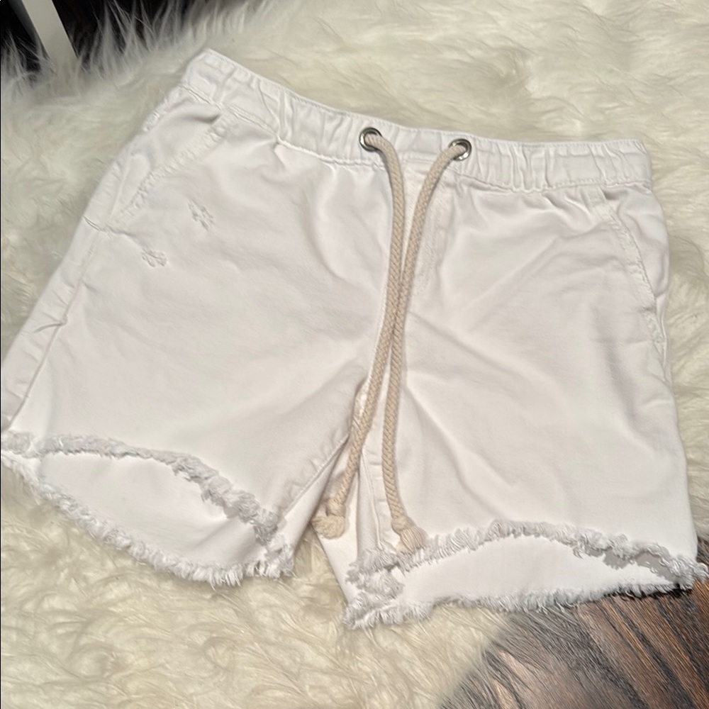 AERIE White Frayed Denim Shorts